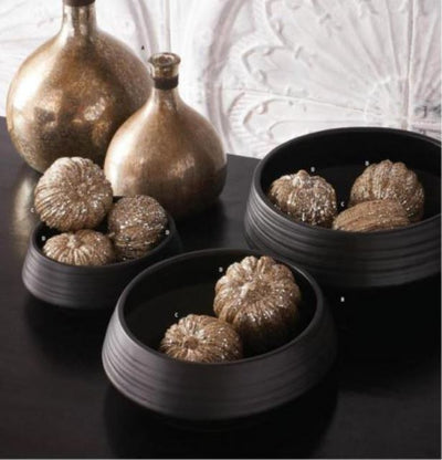 Matte Black Stoneware Saucer Planters