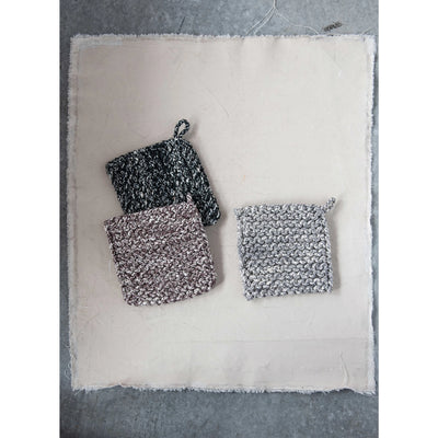 Melange Cotton Crocheted Pot Holder, 3 Colors
