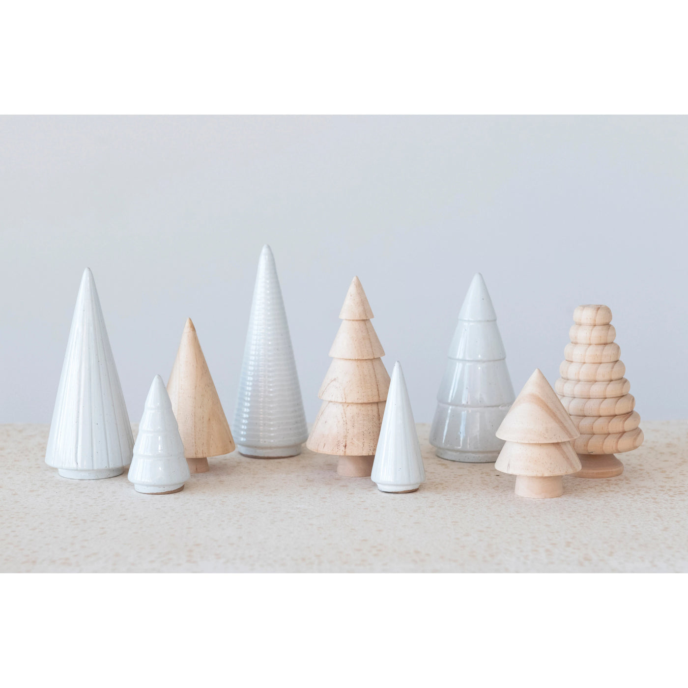 Pinewood and Stoneware Tree Set