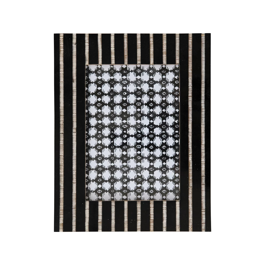 Resin and Horn Photo Frame with Stripes