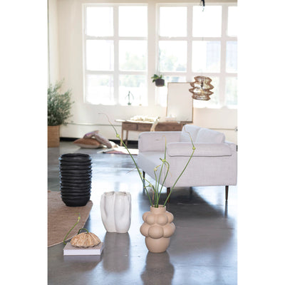 Stoneware Ripple Floor Planter/Vase, Matte Black