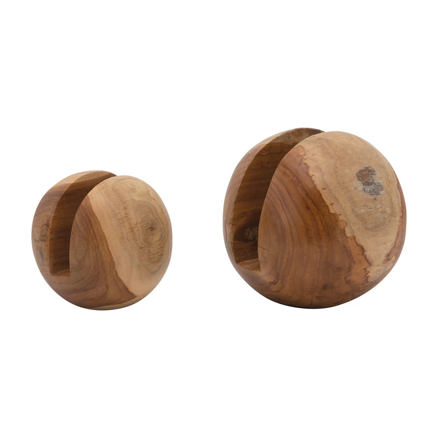 Teakwood Orbs with Cutouts - Small