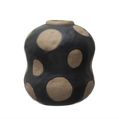 Stoneware Vase w/ Wax Relief Dots