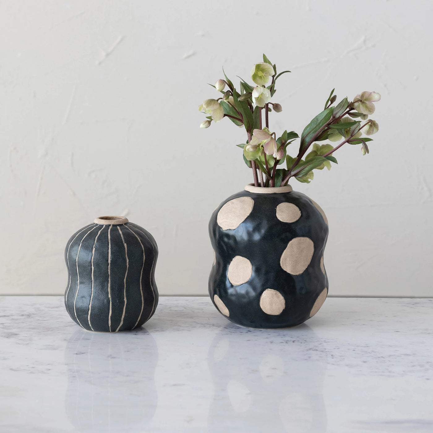 Stoneware Vase w/ Wax Relief Dots
