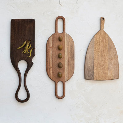 Acacia Wood Cheese/Cutting Board w/ Handle, Espresso Finish