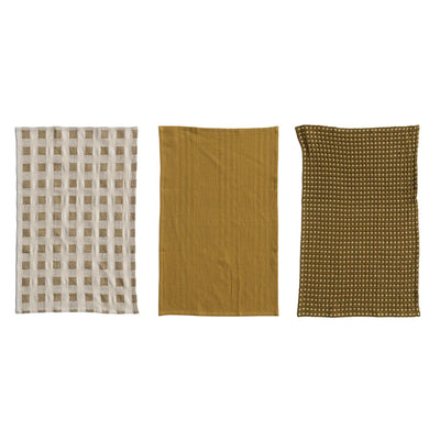 Olive Woven Cotton Tea Towel Set