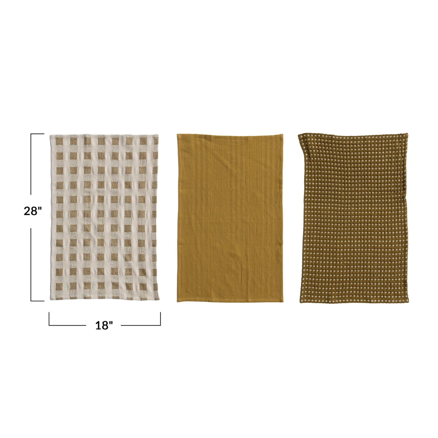 Olive Woven Cotton Tea Towel Set
