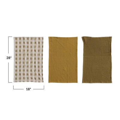 Olive Woven Cotton Tea Towel Set