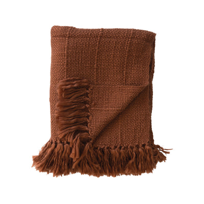 Woven Wool Throw with Fringe