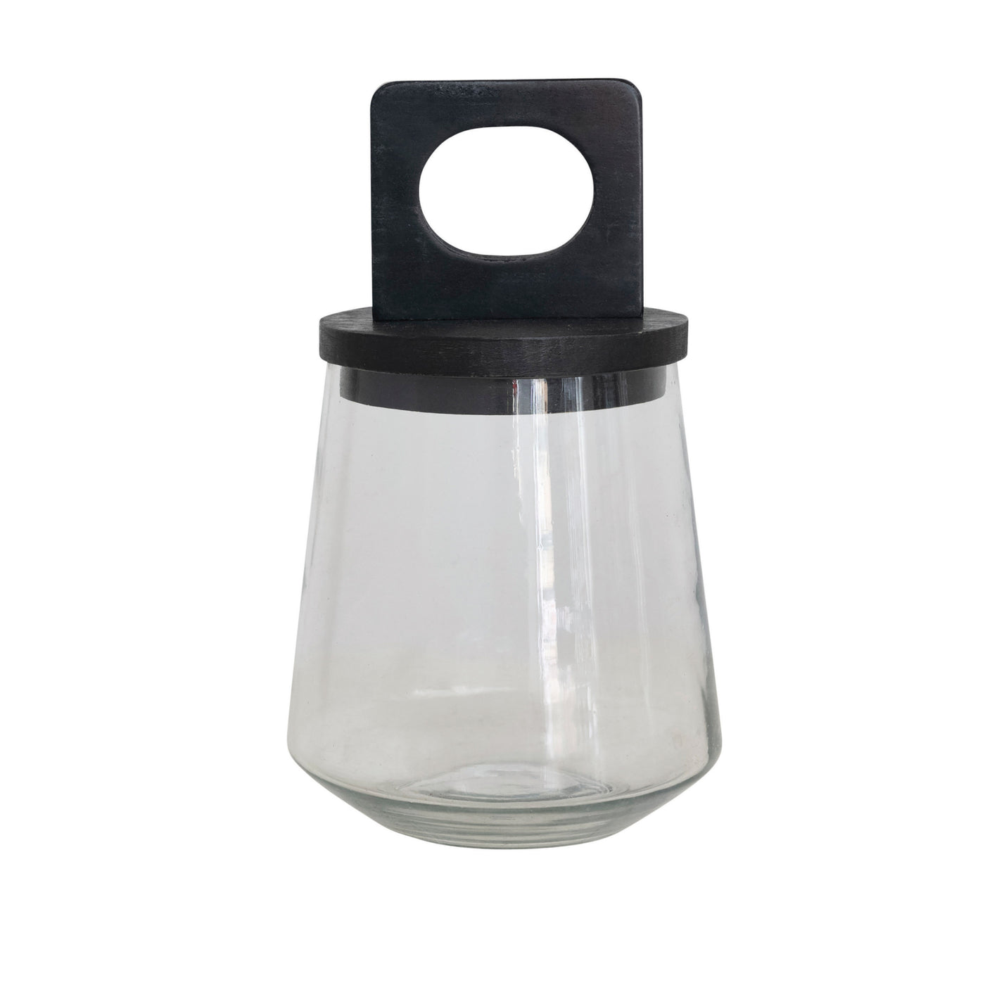 Large Glass Jar with Black Mango Wood and Marble Lid